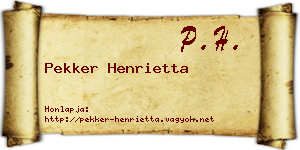 Pekker Henrietta névjegykártya